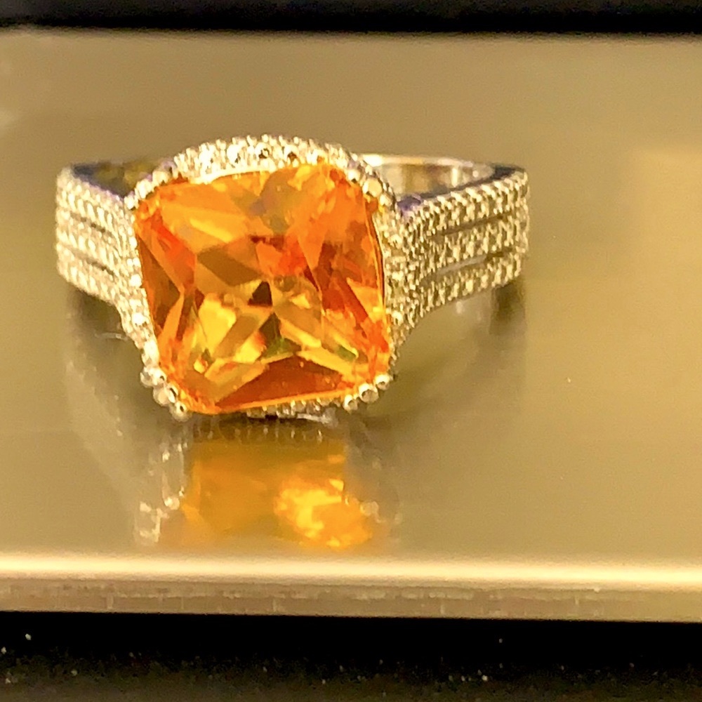 Size 8.5 large citrine.925 SS ring